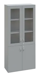 SPO 32 skříň 4-dveřová, 2x sklo lamino - šedá